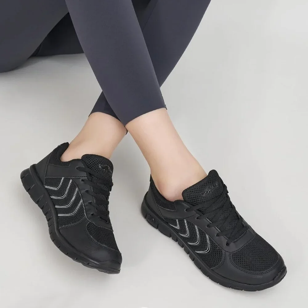 Women's Black Comfortable Non Slip Breathable Lightweight Walking Sneakers - Picture 5 of 5